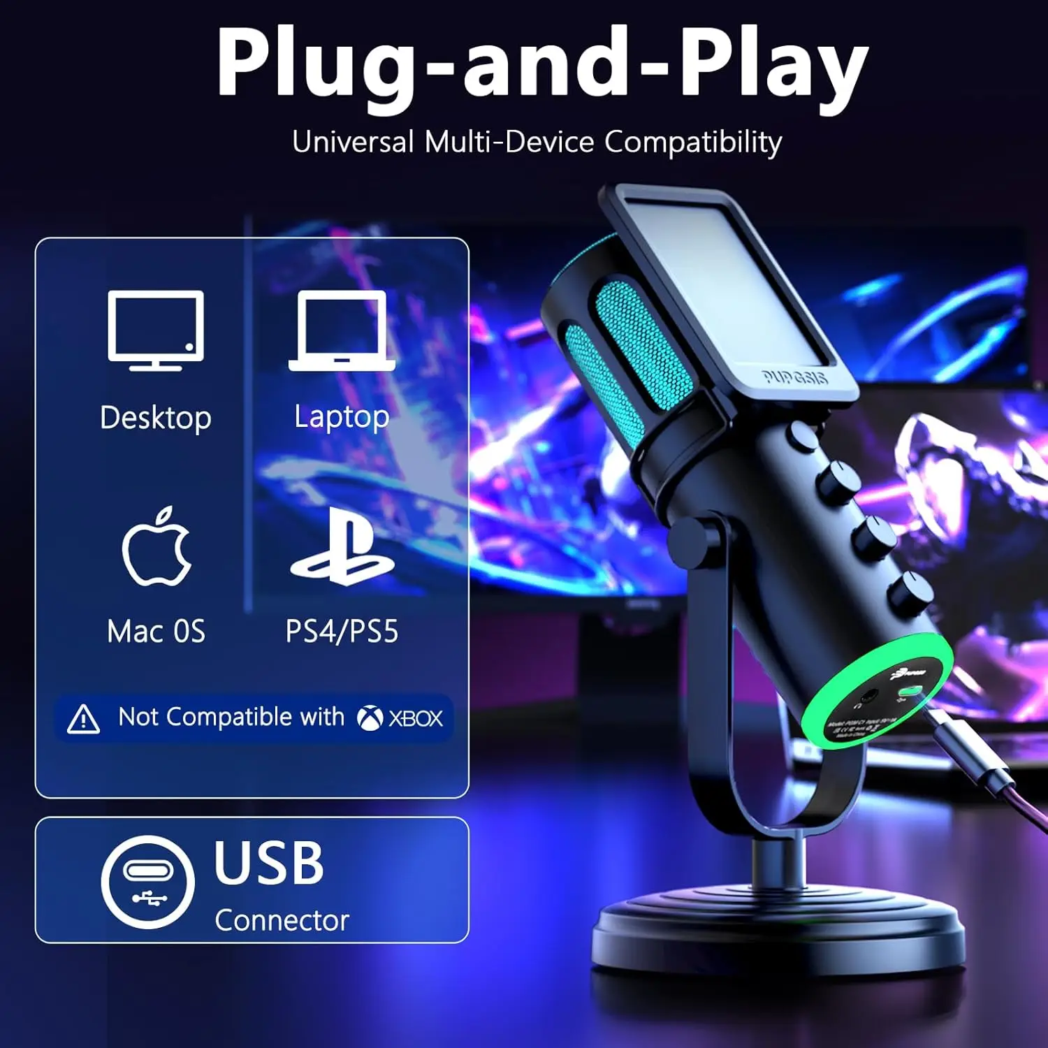 PUPGSIS USB PC Microphone, Gam - Pc Gaming Youtubers 评论和价格